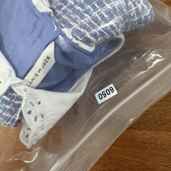 Janie and Jack Dress Girls 8 Blue Boucle Tweed Peter Pan Collar Sleeveless Lined - Picture 12 of 12